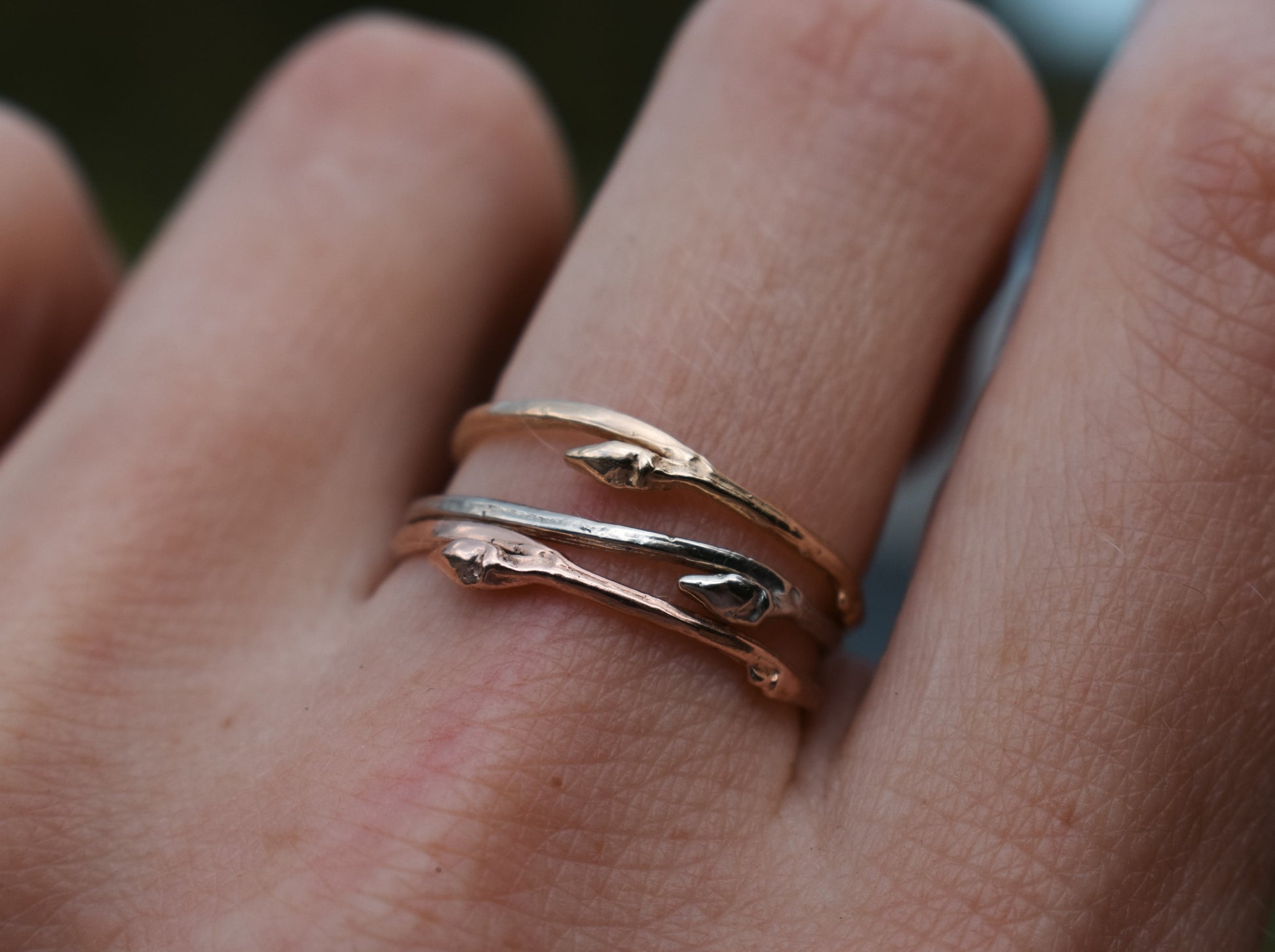 dainty twig rings recycled gold nature inspired jewelry ethical twig rings