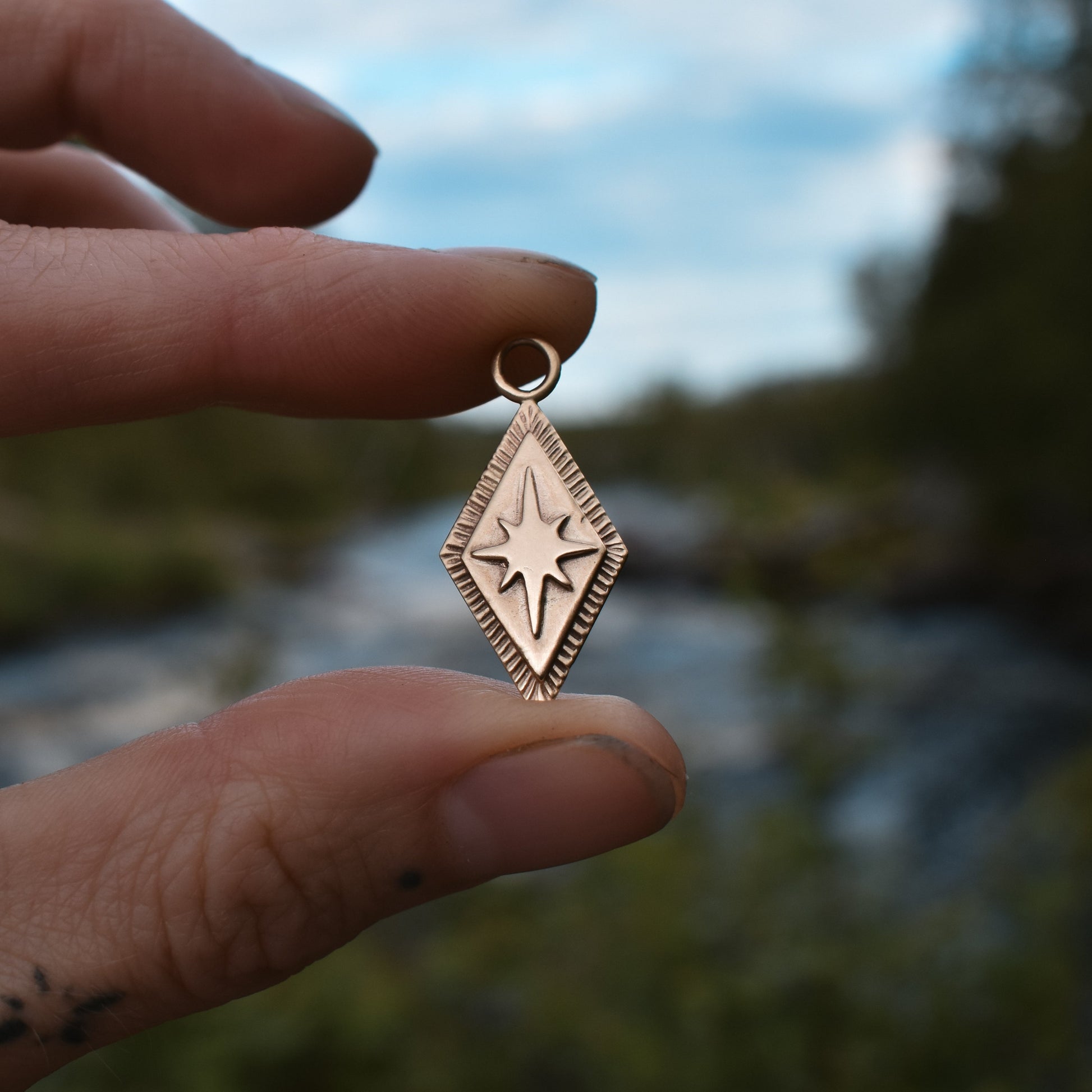 North Star pendant, north star necklace, celestial necklace, ethical jewelry, ethical bridal jewelry, sustainably sourced, known origin, recycled gold, nature inspired jewelry, unique fine jewelry, alternative bridal jewelry