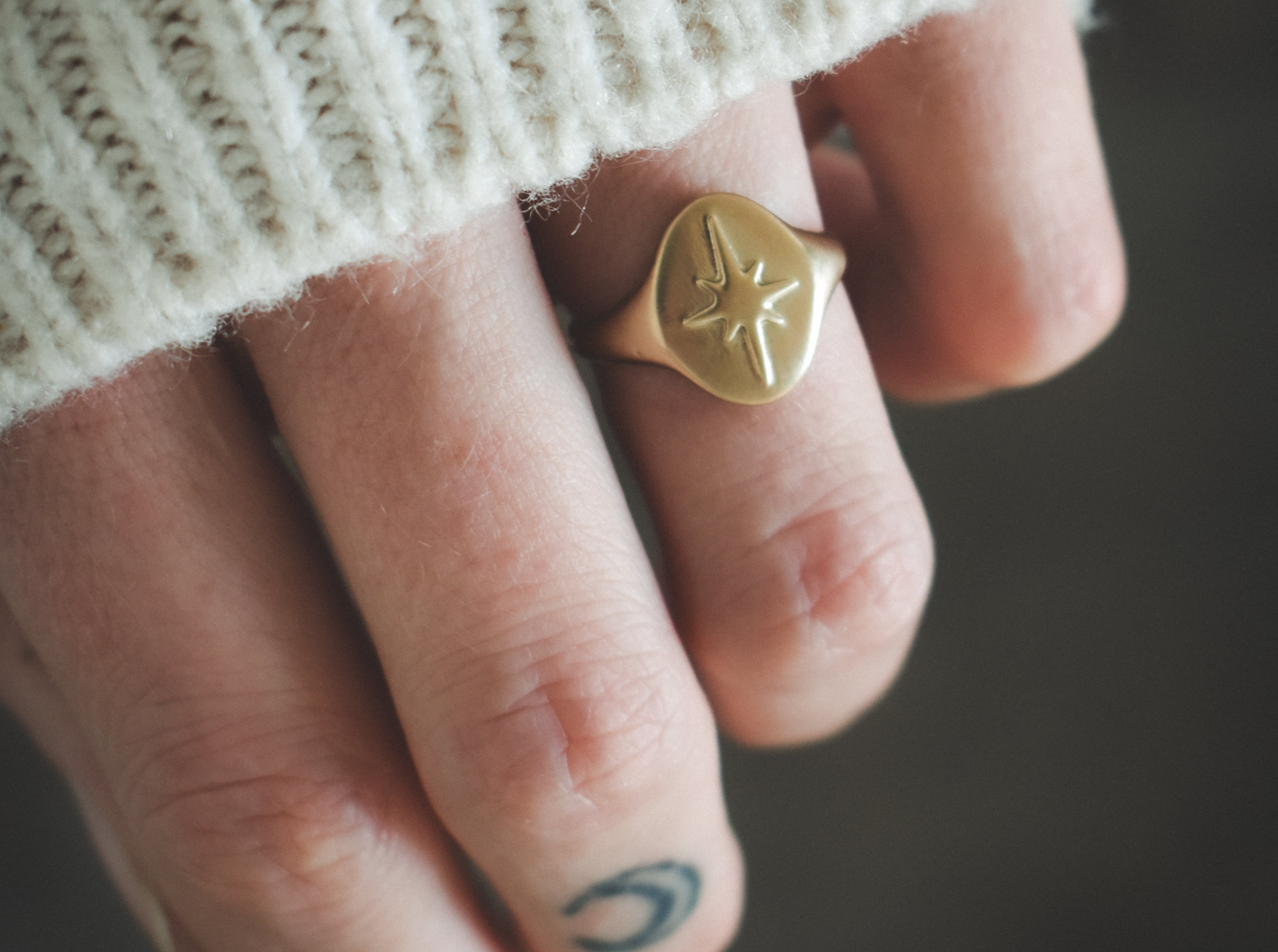 North Star signet ring, ethical jewelry, ethical bridal jewelry, sustainably sourced, known origin, recycled gold, nature inspired jewelry, celestial jewelry